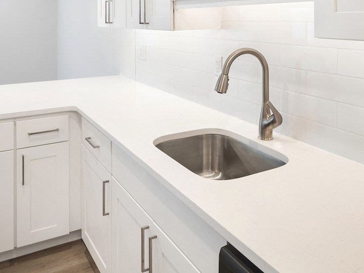 Kitchen sink with white interiors at Norwich Gate, New York